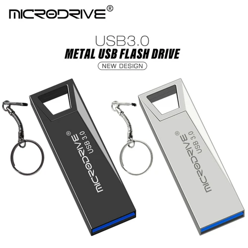 Imagen 2 del producto Mini unidad Flash de Metal USB 3,0 de alta velocidad, 16GB, 32GB, 64GB, 128GB, unidad USB resistente al agua, bolígrafos de memoria con llavero