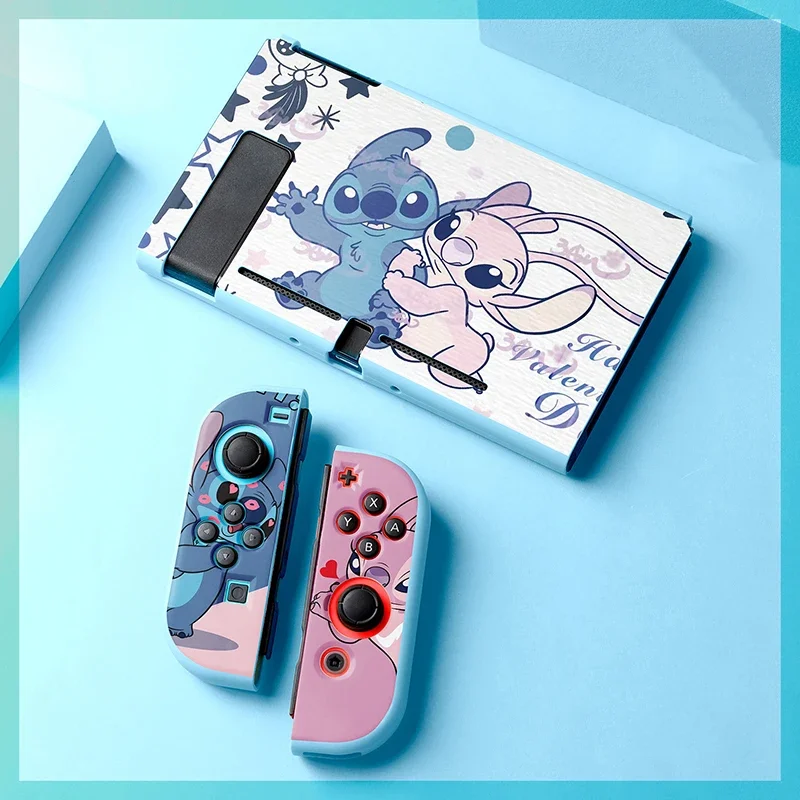 Funda protectora Disney Lilo Stitch Switch Oled Lite, bonitas figuras de dibujos animados, carcasa suave antideslizante, funda para consola de juegos, regalos de cumpleaños
