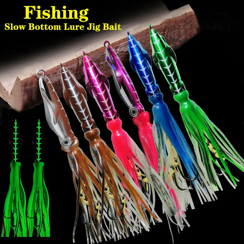 as lento passo metal cabeca jig wire bait polvo saia pesca jigging lure 60g 100g 120g 150g 200g inchiku 1pc 01