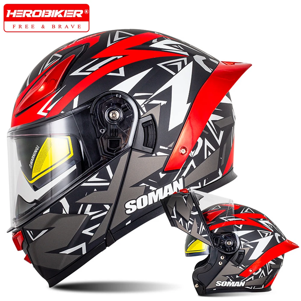 

Motorcycle Helmet Double Lens Helmets Motorcycle Four Seasons Breathable Helmet Electric Vehicle Helmet For Men And Women