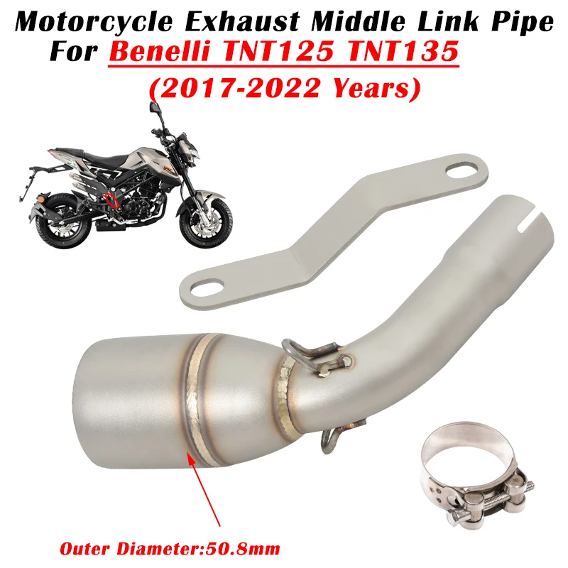 

Slip On For Benelli TNT 125 TNT125 2017 - 2020 2021 2022 Motorcycle Exhaust Escape System Modified Muffler 51mm Middle Link Pipe