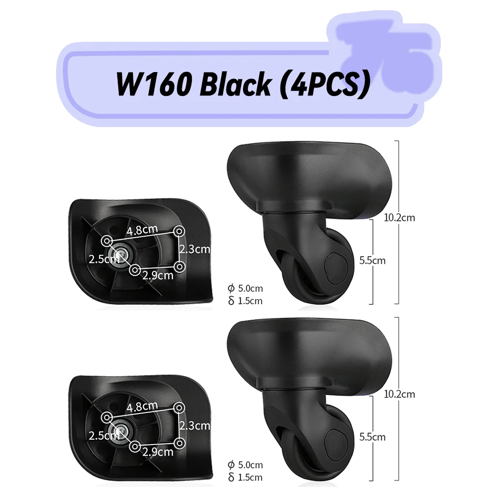 For Hongsheng W160 Rotating Smooth Silent Shock Absorbing Wheel Accessories Wheels Casters Universal Wheel Replacement Suitcase