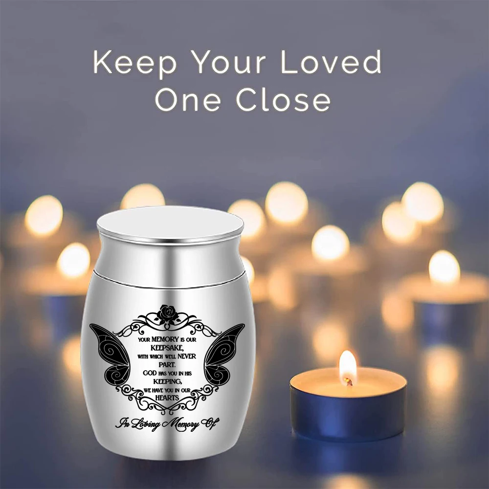 Small Cremation Keepsake Urns for Human Ashes Butterflies Aluminium alloy Memorial Ashes Holder Funeral Cremation Urn