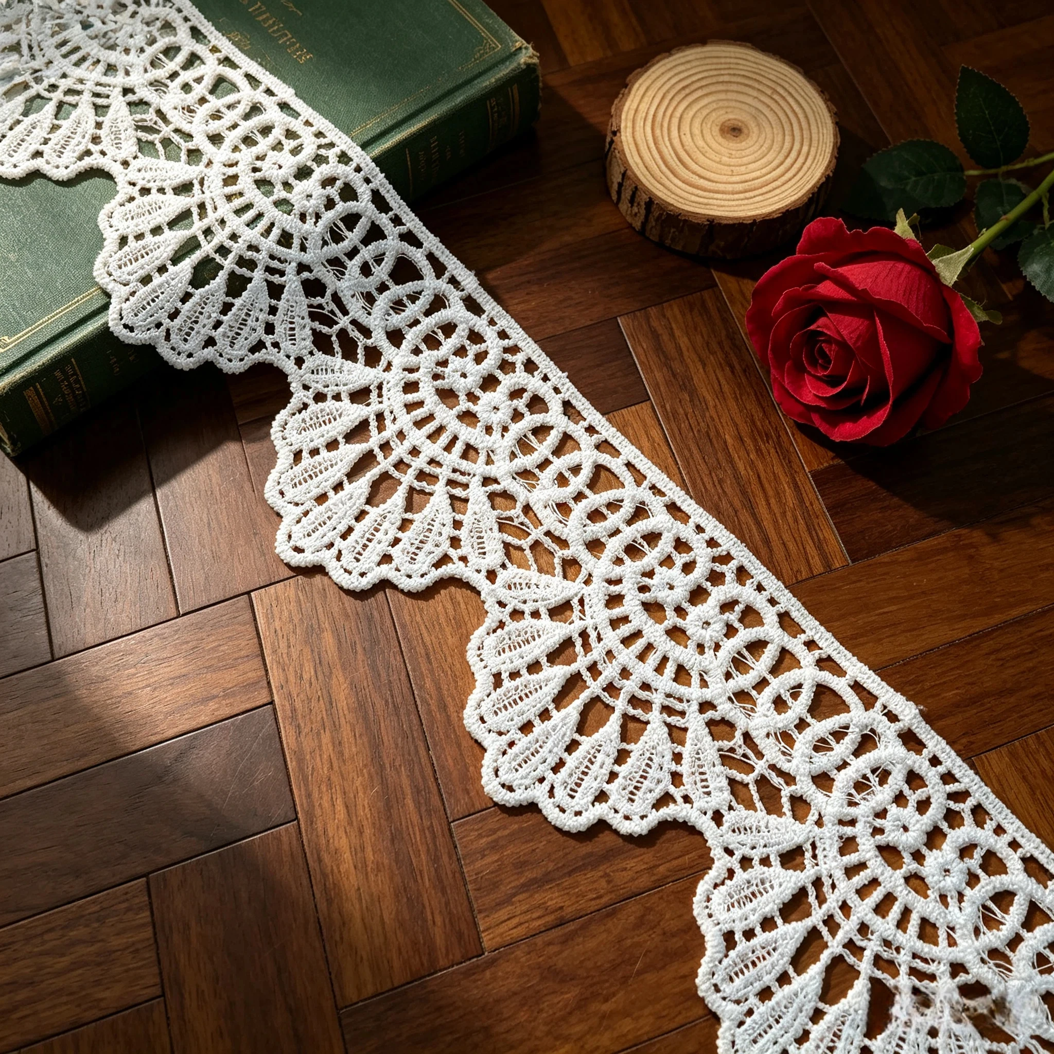 Vintage Scalloped Floral Lace Trim, Width 2.3in, for Wedding Dress, DIY Sewing, Curtain, Hair Accessory, Home Decor