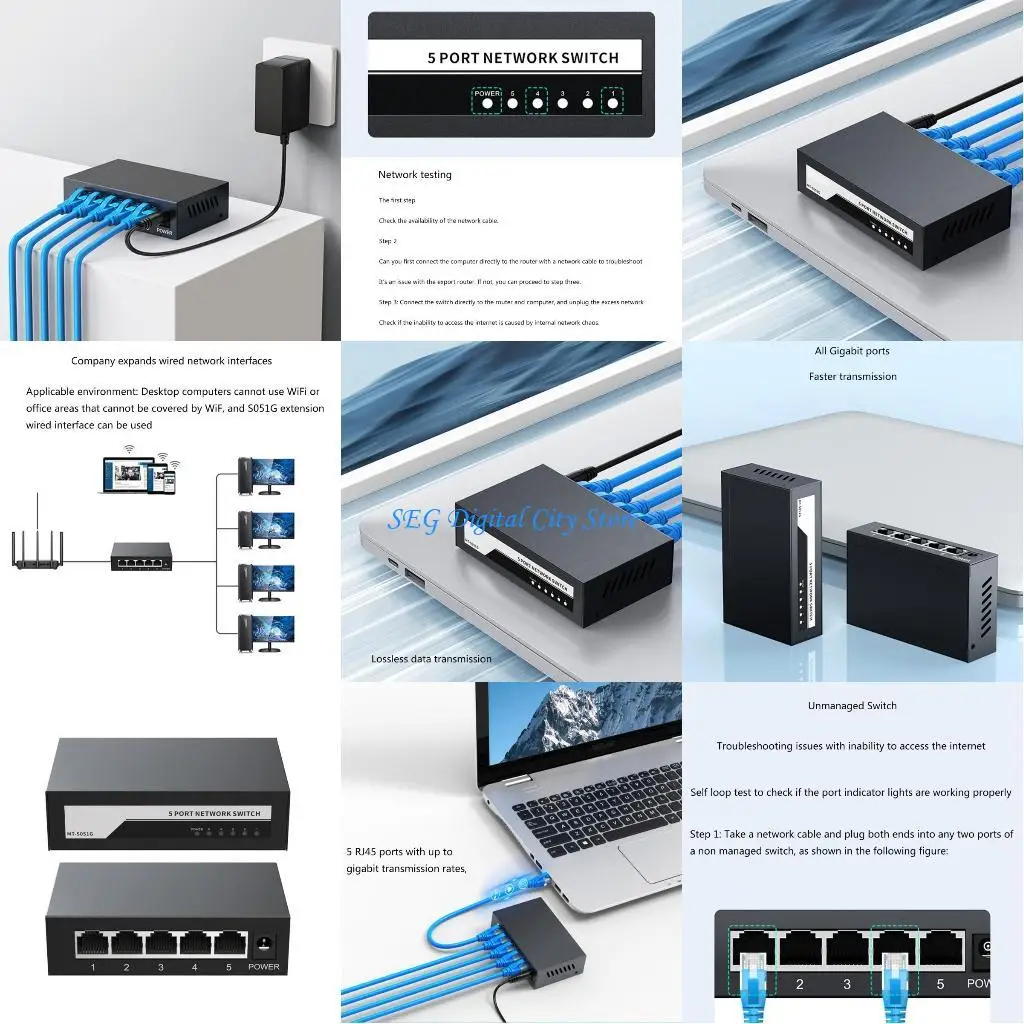 

U75B 5 Port Gigabit Unmanage Ethernet Networks Switches, 5Ports Ethernet Splitters