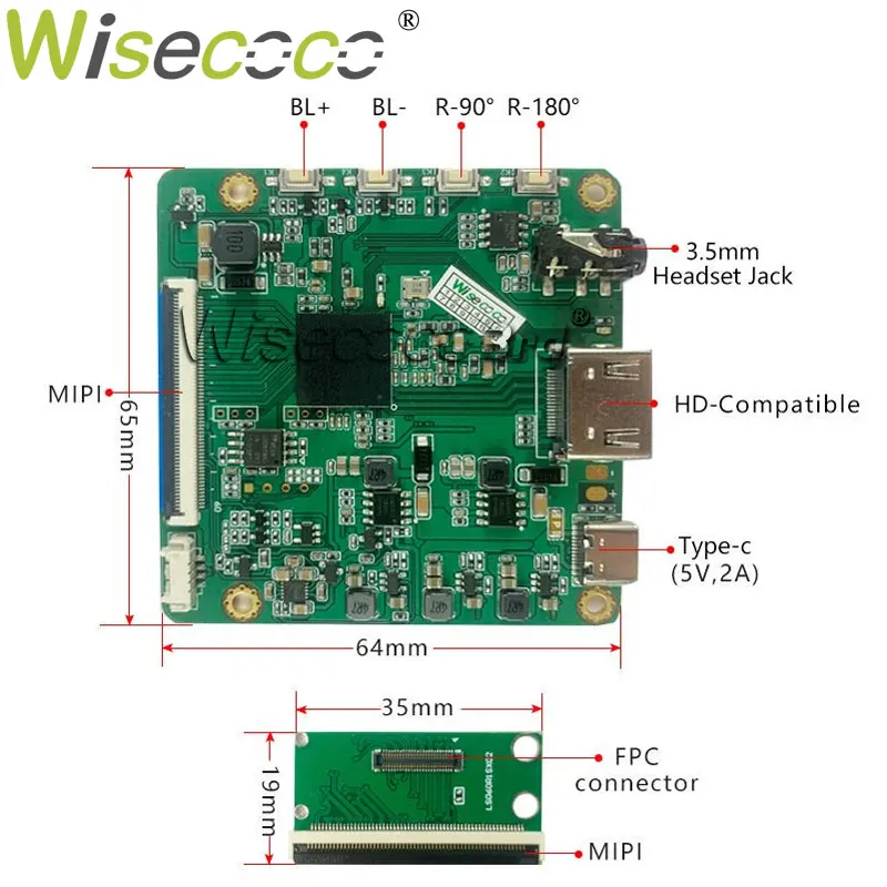 Wisecoco 6 pollici 2K 2560x1440 modulo schermo LCD Raspberry Pi laptop PC Display LCD scheda Driver orizzontale