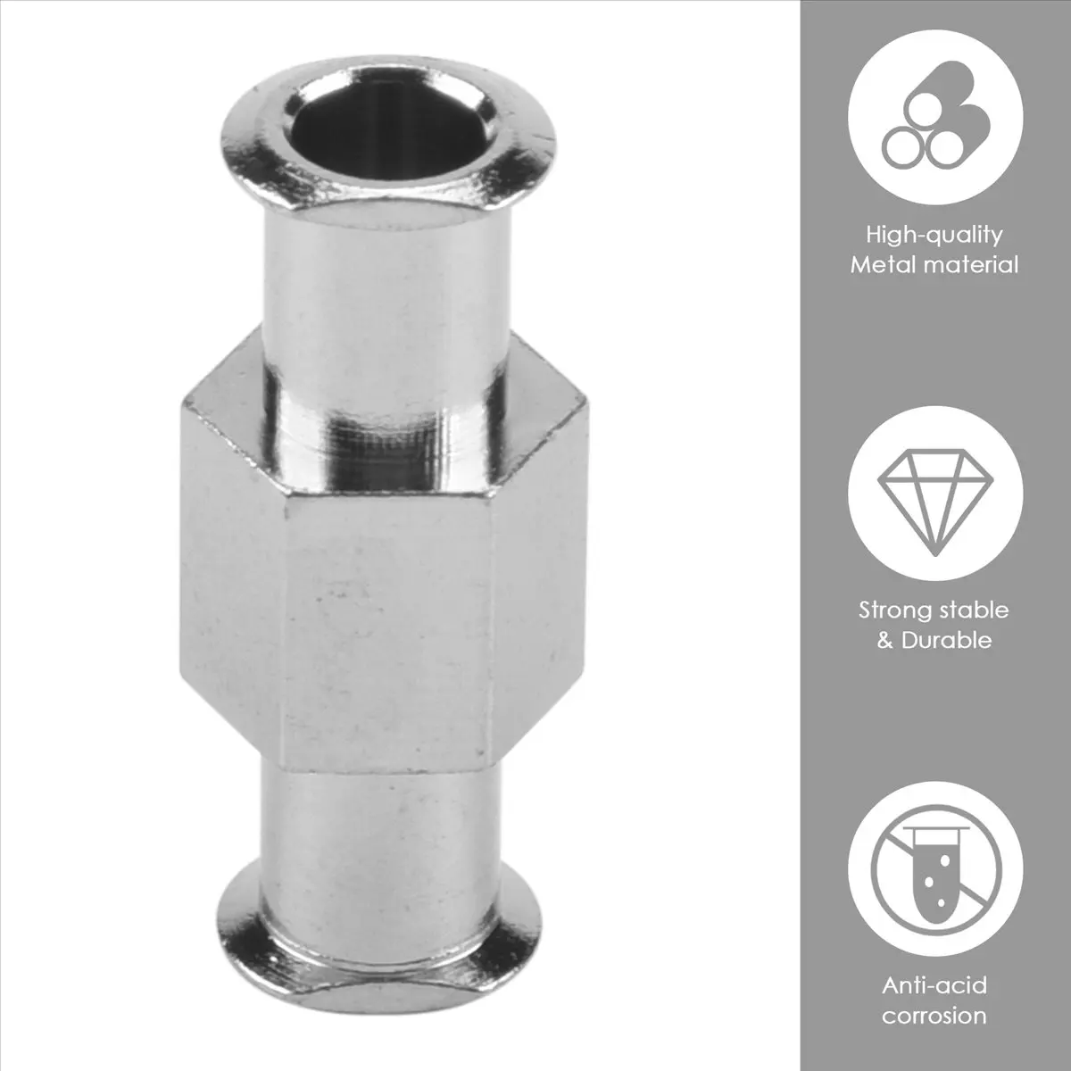 

A64K 10Pcs Coupler Luer Syringe Connector Metal Double Joints Luer Lock Adapter Coupler for Pneumatic Parts