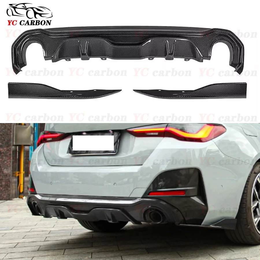 

For BMW 4 Series G26 420i 430i 2021+ Dry Carbon Fiber Car Rear Bumper Diffuser Rear Splitters Spoiler Back lip Upgrade body kit