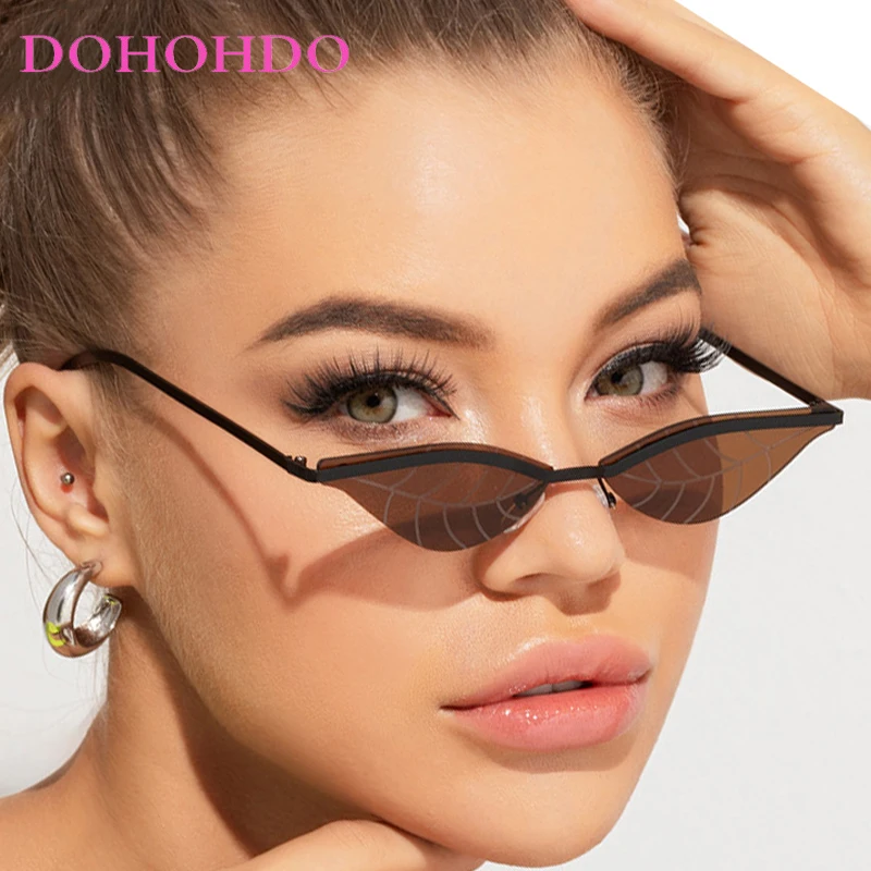 

Popular Brand Design Rimless Metal Leaf Sunglasses Women Retro Small Frame Men Sunglass Outdoor Summer Traveling Eyewear UV400