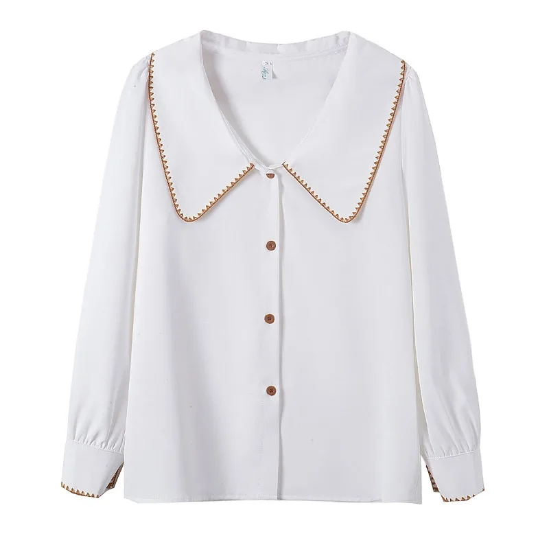 Long Sleeve Blouse Women White Chiffon Blouse Shirt Tops Women Blusas Mujer De Moda 2024 Blouses Camisas Blusa Feminina F521