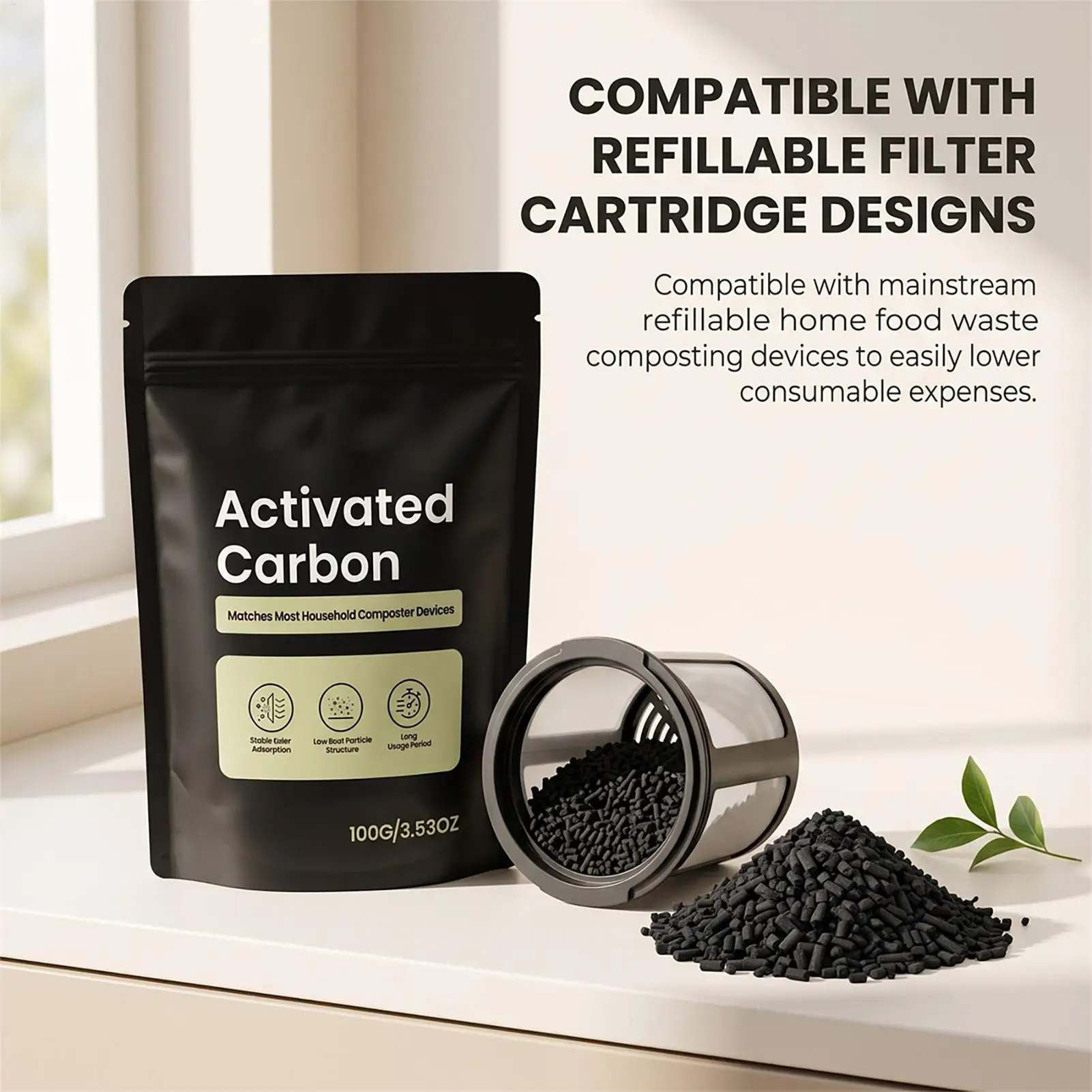 Activated Charcoal Pellets 100g Bamboo Carbon Granules Odor Eliminator Air Purification Deodorizer for Fridge Closet Shoes