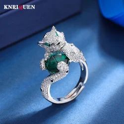Vintage 8*8mm Ruby Emerald Sapphire Leopard Ring Wedding Bands Gemstone Cocktail Party Fine Jewelry Anniversary Gift Accessories