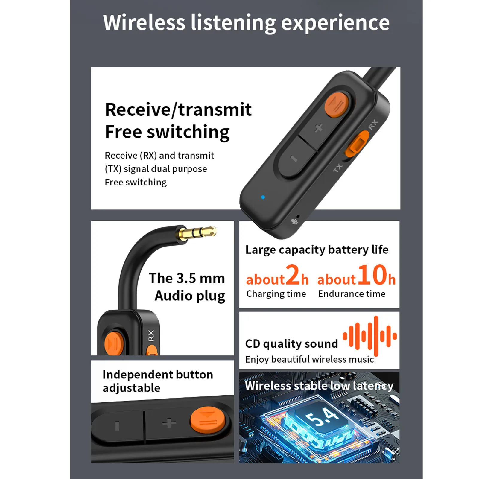 طائرة بلوتوث 5.4 محول استقبال الارسال 3.5 مللي متر AUX محول الصوت اللاسلكي للسفر طيران الصالة الرياضية سيارة المنزل ستيريو