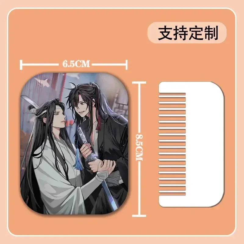 Chinese Anime Grandmaster of Demonic Cult Hand-held Makeup Wei Wuxian Lan Wangji Portable Folding Double-sided Mirror with Comb