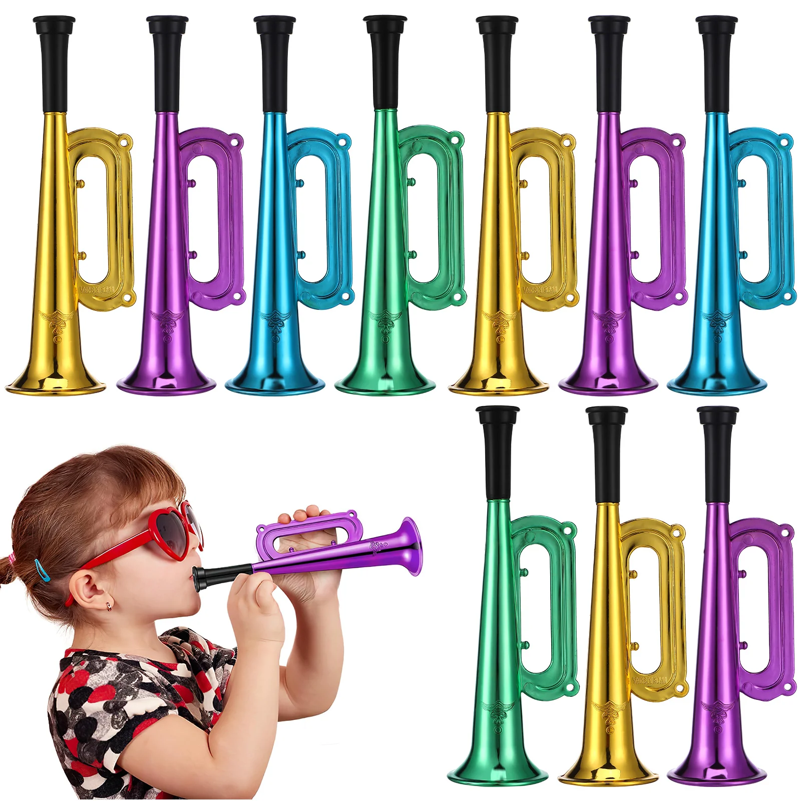 10 Pcs Children Horn Toys Children's Trumpet Music Cheering Horns Metal Trumpets Bike