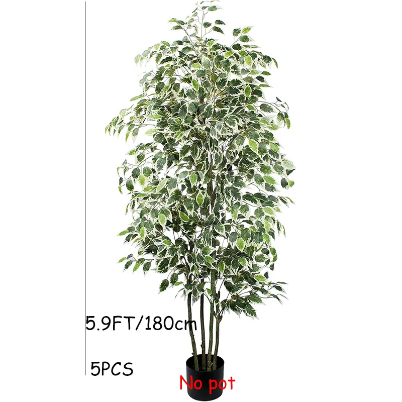 3-6FT Großer Künstlicher Ficus-Baum, Künstliche Palmenpflanzen, Realistische Plastik-Banyan-Bäume für Haus, Garten, Geschäft, Party-Dekoration – Detail 7