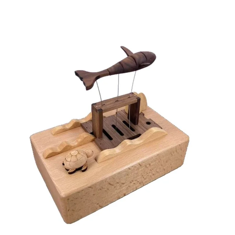 

Whale Ornament Music Box Walnut Whale Electric Music Box Gift Wooden Crafts