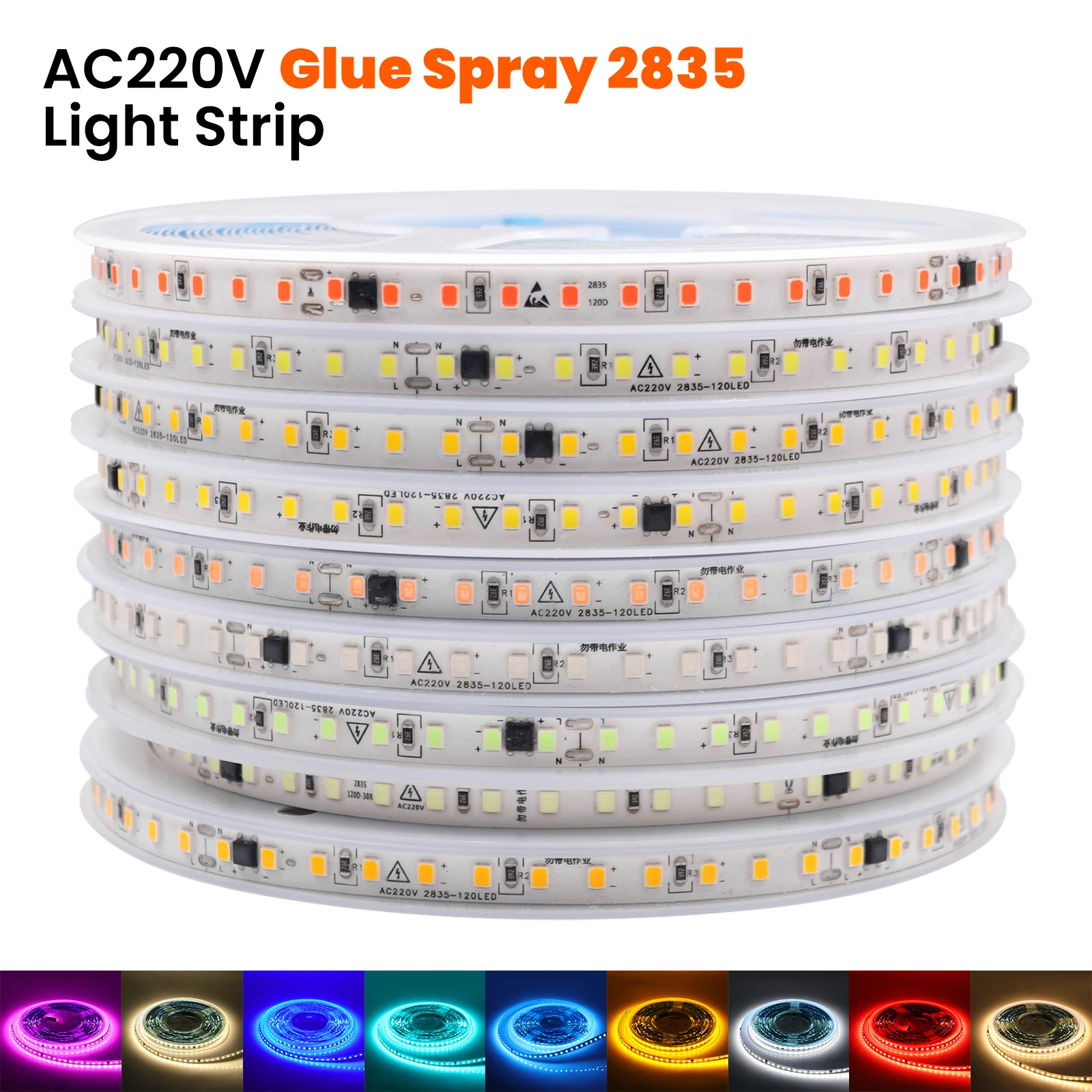 

AC220V LED Strip Light 10m 20m 50m Flexible Luces LED Tape SMD2835 120Leds/m Waterproof Ribbon Diode Warm Natural Cold White