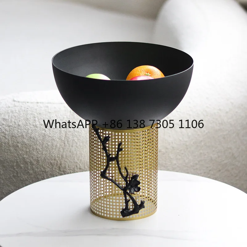 

Light luxury art high-footed hollow plumblossom fruit plate ornament hotel clubhouse homestay restaurant snacks dried fruit bowl