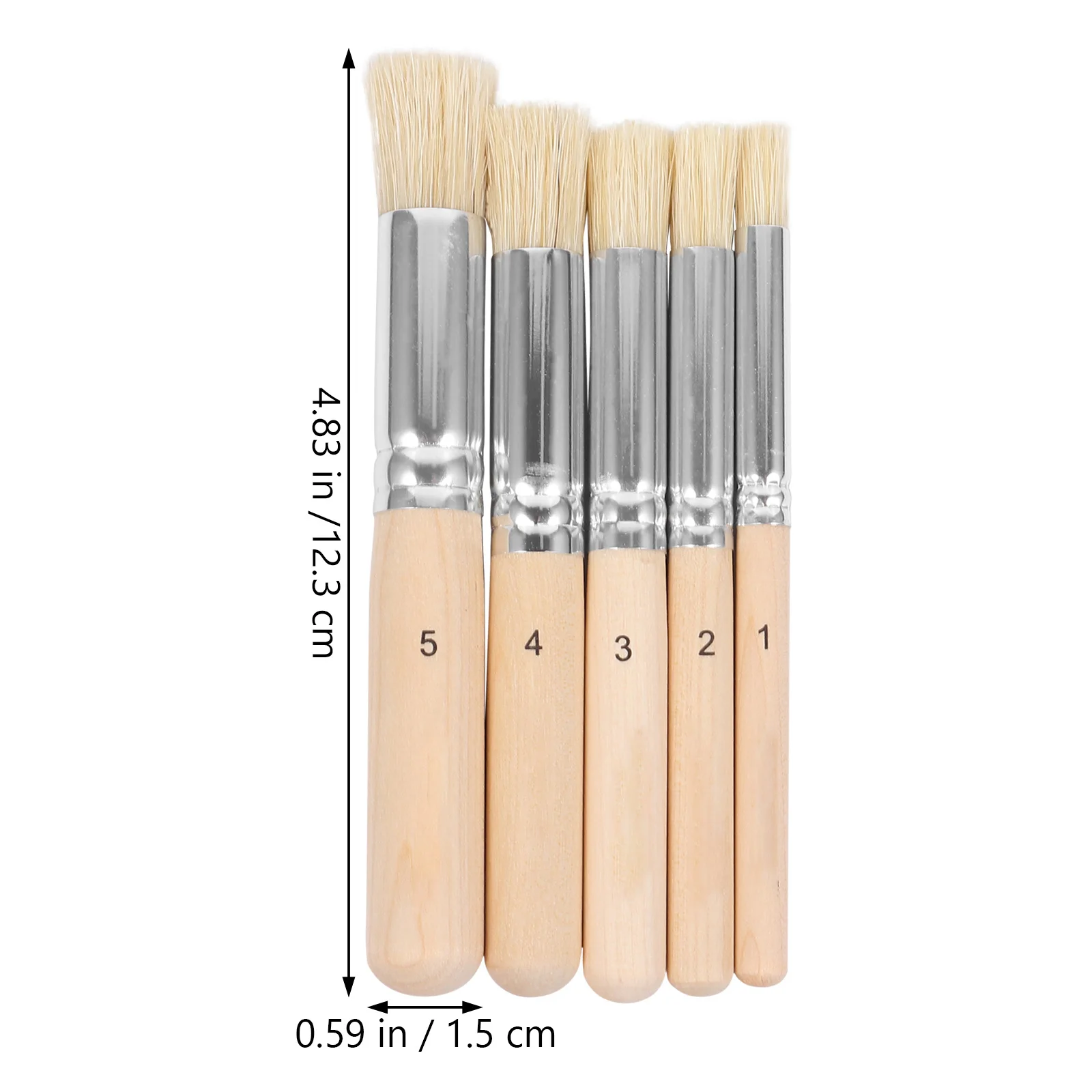 مجموعة 5 قطع من فرش الاستنسل ذات المقبض الخشبي ذات الشعيرات الطبيعية، فرشاة رسم فنية متعددة الأغراض للألوان المائية والزيت والأكريليك والخشب والسيراميك #5