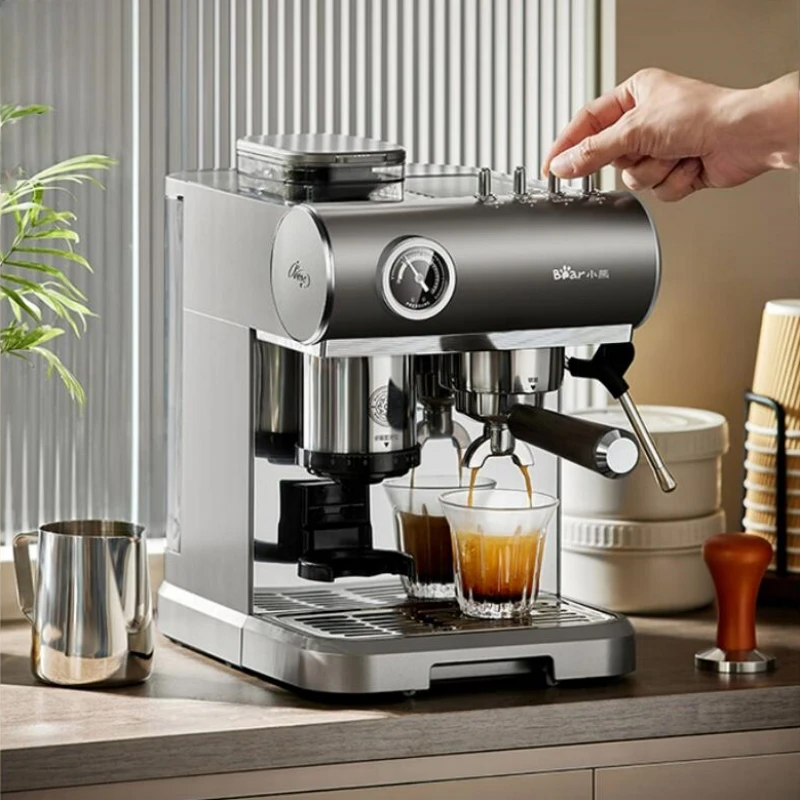 ماكينة صنع القهوة الإيطالية شبه الأوتوماتيكية بير 220 فولت، ماكينة طحن حبوب البن المطحونة الطازجة