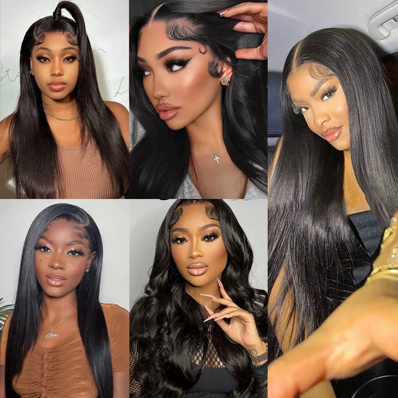 13x6 Lace Front Human Hair Wigs Brazilian Straight Frontal Wig For Women Pre Plucked Frontal Lace Wig Natural Color