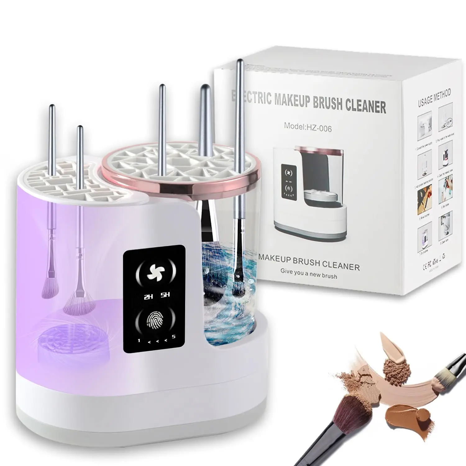 3-in-1 Electric Makeup Brush Cleaner Dryer Storage Drying Available Fast Cleaning Automatic Cleaning Tool for All Size Brushes