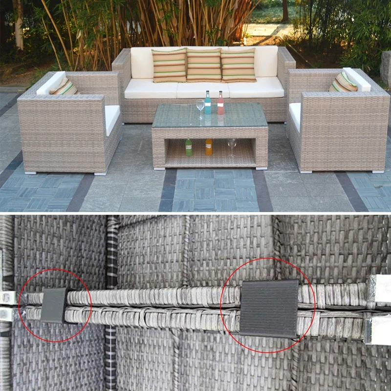 AB47-10 PC สวนกลางแจ้งหวายหวายเฟอร์นิเจอร์การจัดตําแหน่ง Fastener โซฟาคลิป Connector เหมาะสําหรับหวายเฟอร์นิเจอร์โซฟา