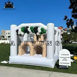 Outdoor Inflatable White Bounce House PVC Inflatable Bouncy Castle Kids Customization Obstacle Course Sport Games