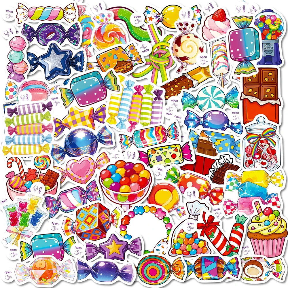 10/30/56 Stück Niedliche Bunte Bonbon-Cartoon-Aufkleber Ästhetische Dekorative Scrapbooking Laptop Wasserdichte Kawaii DIY-Aufkleber Spielzeug Geschenk