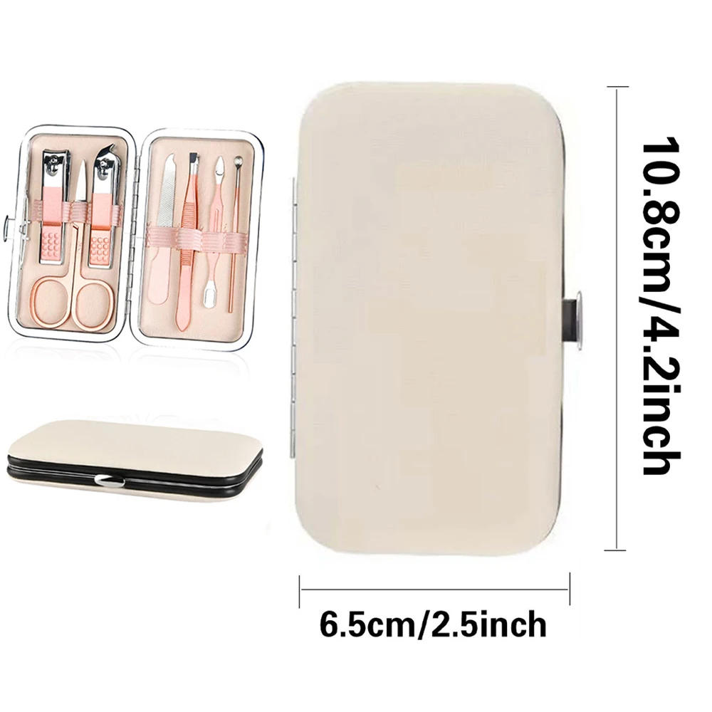 Set di tagliaunghie da 7 pezzi Kit di tagliaunghie in acciaio inossidabile strumenti per Manicure custodia per Pedicure portatile modello di lettera viola
