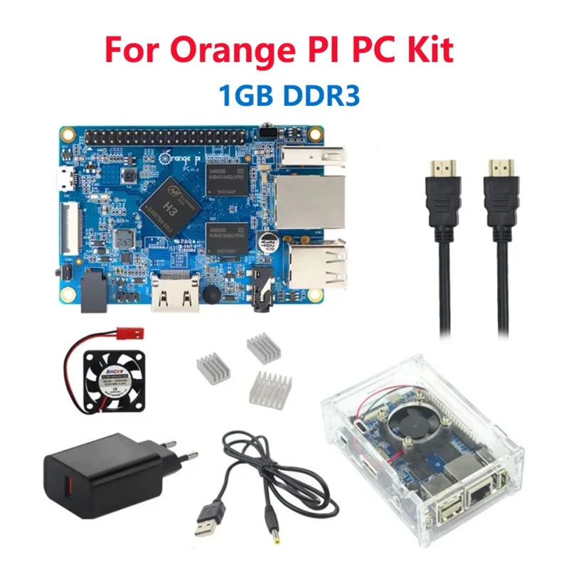 

Orange Pi PC Board 1GB RAM H3 Quad-Core Support Android Ubuntu Debian OS Mini Computer Optional Case Power Supply Heatsink