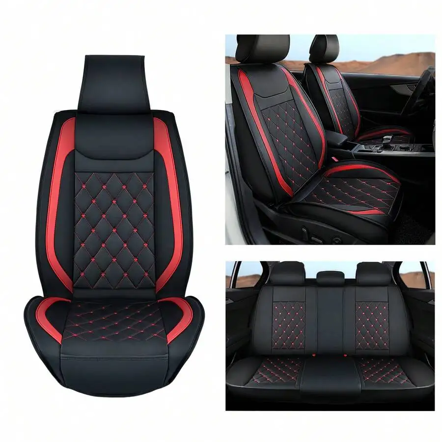 Nilight 5 Car Seat Covers Waterproof Faux Leather Cushions Anti-Slip Universal Fit For 5 Cars Kia Civic Corolla Camry CR-V RAV4