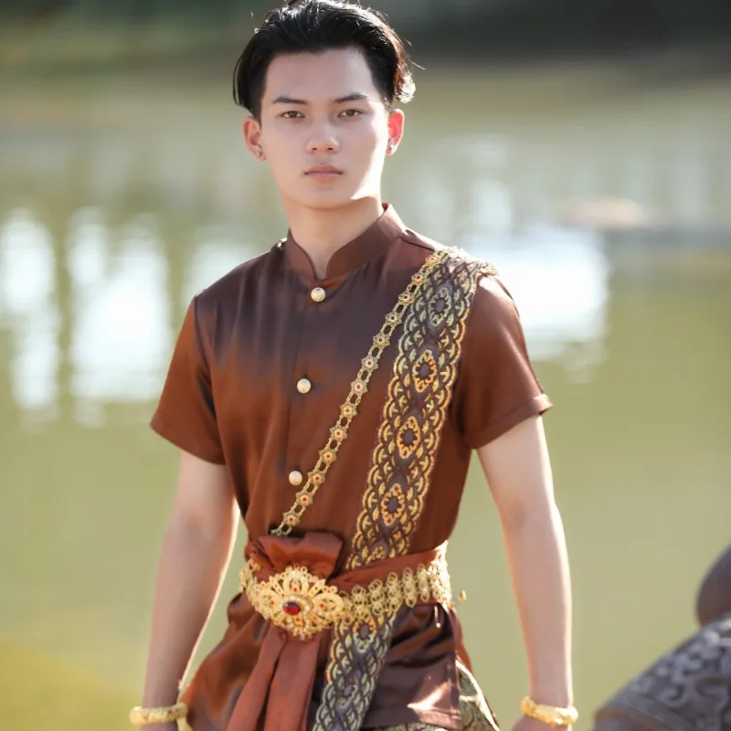 

Thai Men's Clothes Retro Suit Travel Photo Restaurant Hotel Welcome Dress Thailand Costume Traditional Clothing Summer