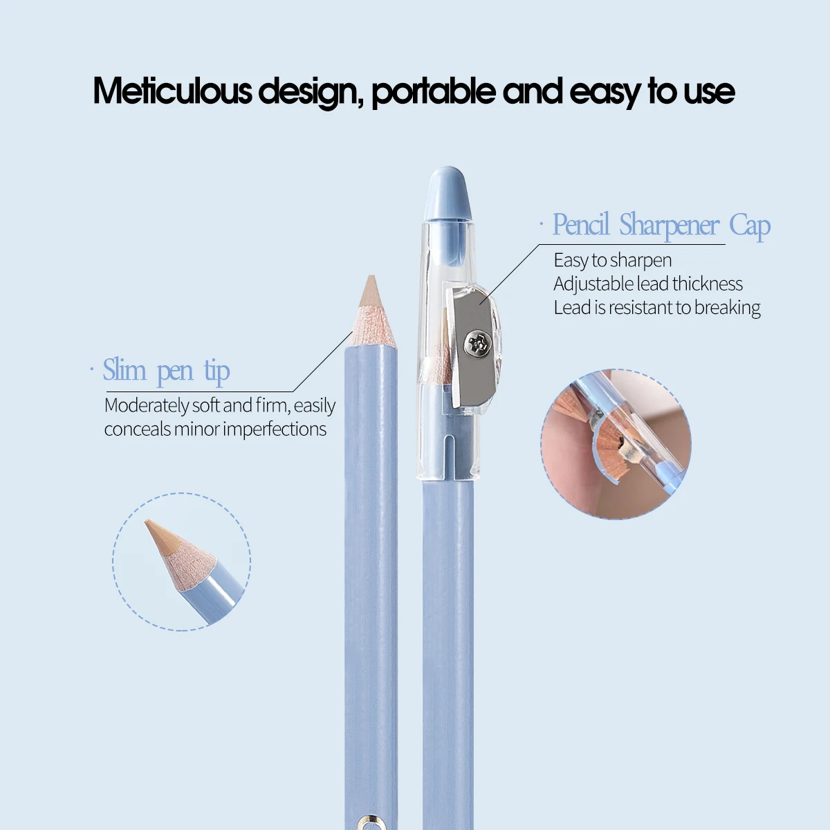 2-in-1 Concealer Pen with sharpener Silky Smooth Texture  Covers Facial Blemishes Creates Flawless Skin Concealer Pencil