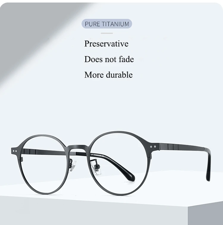 Bclear Titan Brille Rahmen Männer Frauen Retro runde verschreibung pflicht ige Brillen fassungen Mode Myopie optische Brillen Konservierung mittel – Detail 2