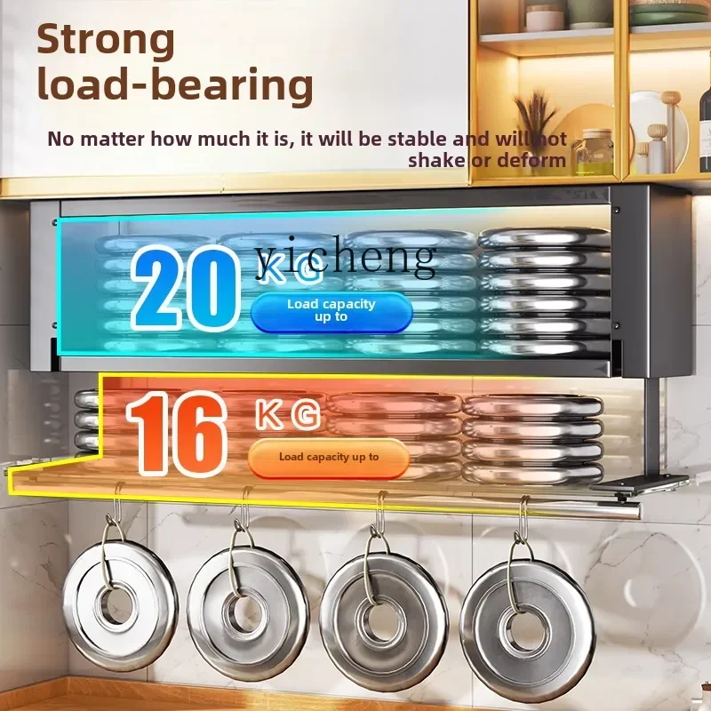BB  Glass Kitchen Shelf Wall Hanging  Below Hanging Cabinet Household Seasoning Rack Vegetable Plate Hanging Storage Cabinet