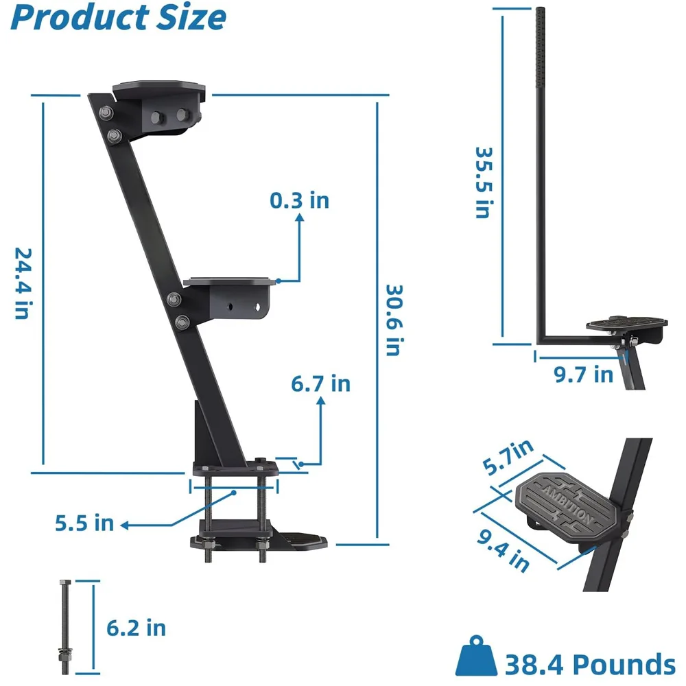 Heavy Duty Marine Trailer Steps with Safety Handle Non-Slip Surface Universal 3 Order Trailer Tongue Pedal