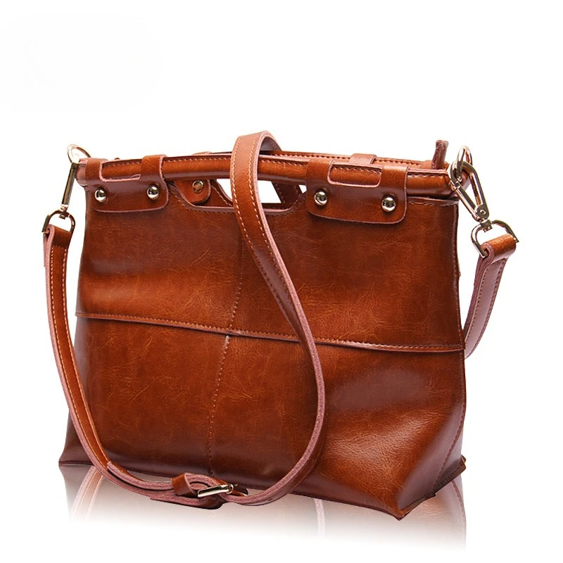 

Genuine Leather Handbags Big Women High Quality Casual Female Bags Trunk Tote Vintage Brand Shoulder Messenger Bag Ladies Large