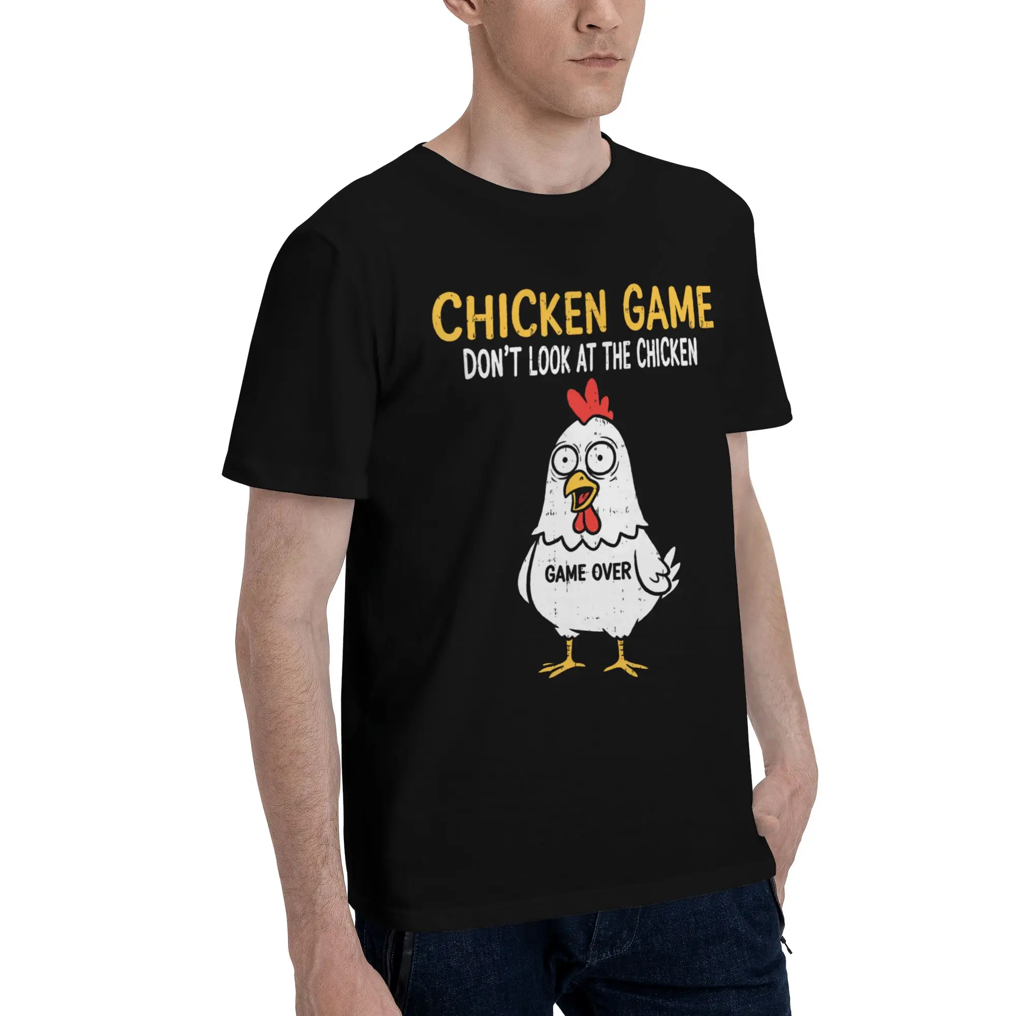 Chicken Game Dont Look At The Chicken Graphic Printed T Shirt for Men Women  100% Cotton  Tee Shirt Clothing