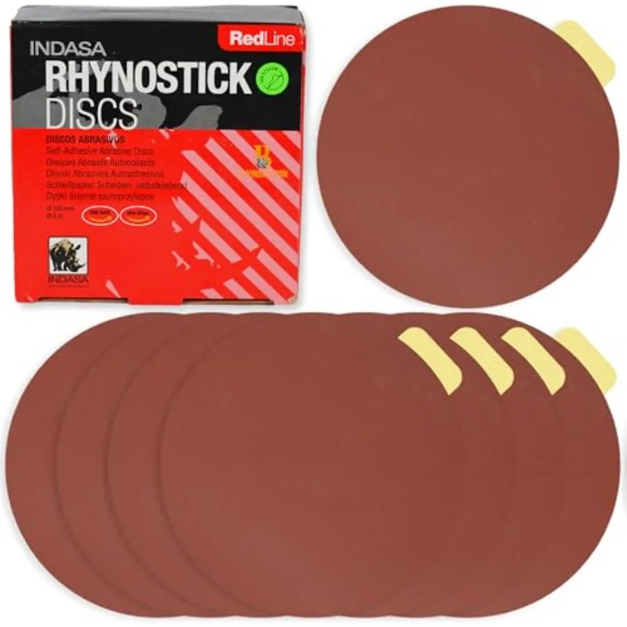 

5 Rhynostick 100 PCS 150 Grit PSA Sanding Discs High-Performance Abrasive for Wood and Metal Aluminum Oxide Plus Lubricant 250F