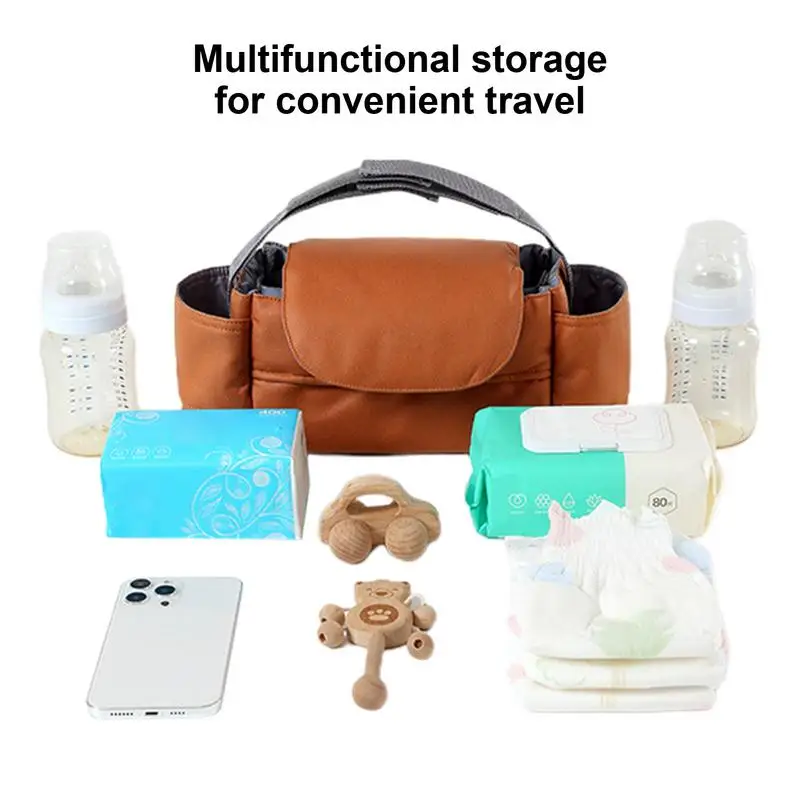 Multi-Purpose Stroller Fralda Bag com vários compartimentos, Stroller Organizer, Acessórios para telefones celulares