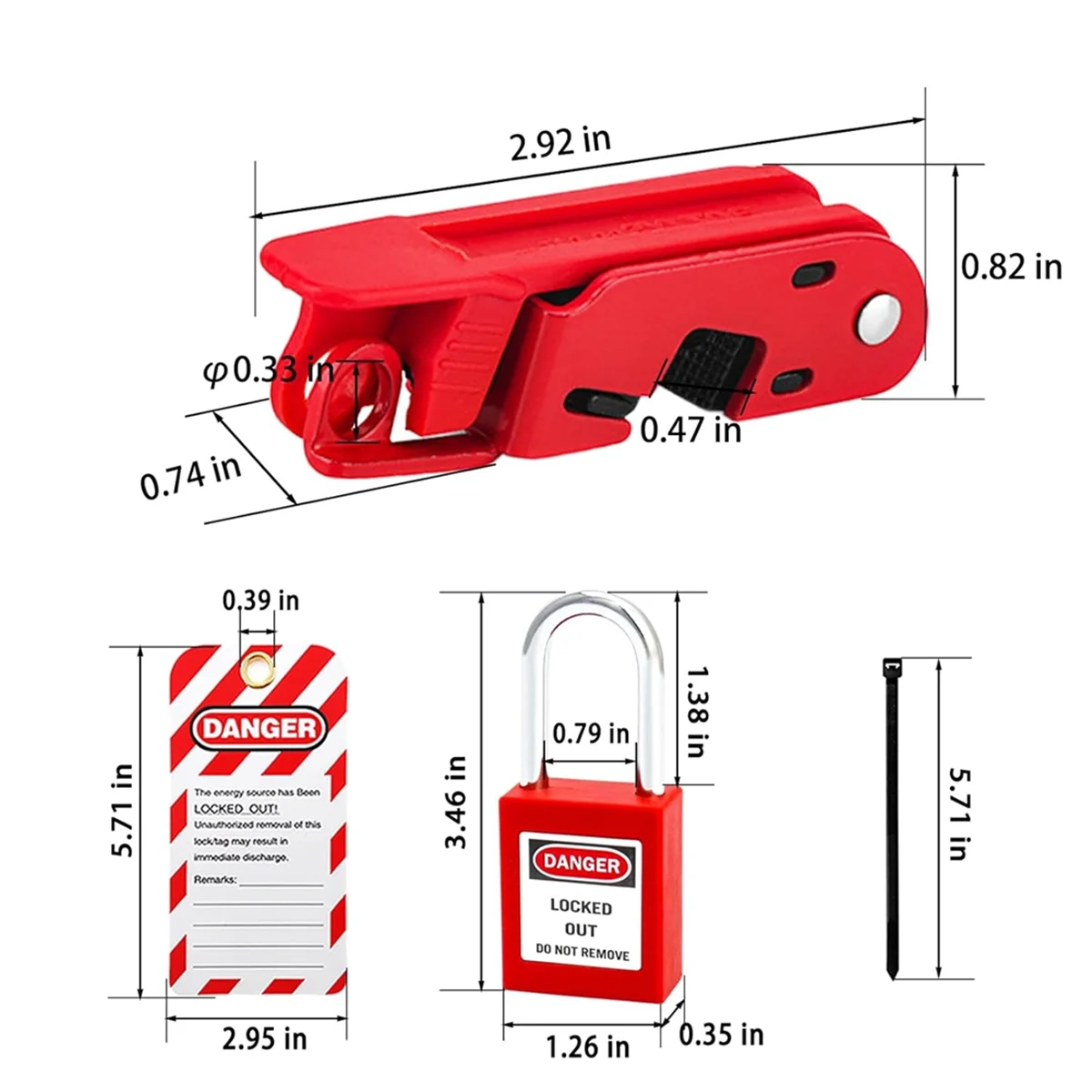 Circuit Breaker Lockout, Breaker Box Lock, 2.9 L X 0.74 W X 0.82 H(Inch), Accepts 110-220 Volts, Double Toggle Locks A