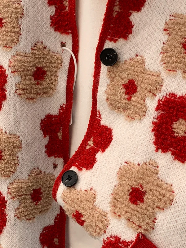 سترة محبوكة كلاسيكية من Faionable سترة مستديرة Ne مفتوحة ملابس خارجية للنساء مقاس كبير لخريف 2025 مطرزة #5