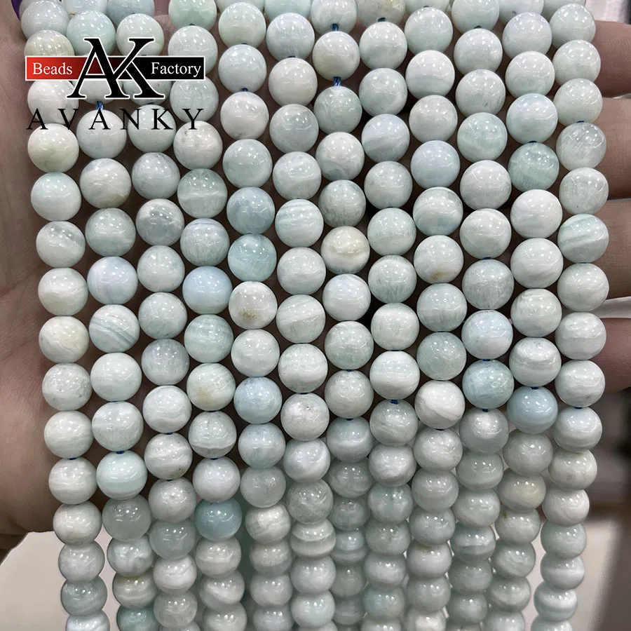 

Optimize Larimar Crystal Round Sea Grain Stone Loose Beads for Jewelry Making DIY Necklace Bracelet Accessory15'' 8mm