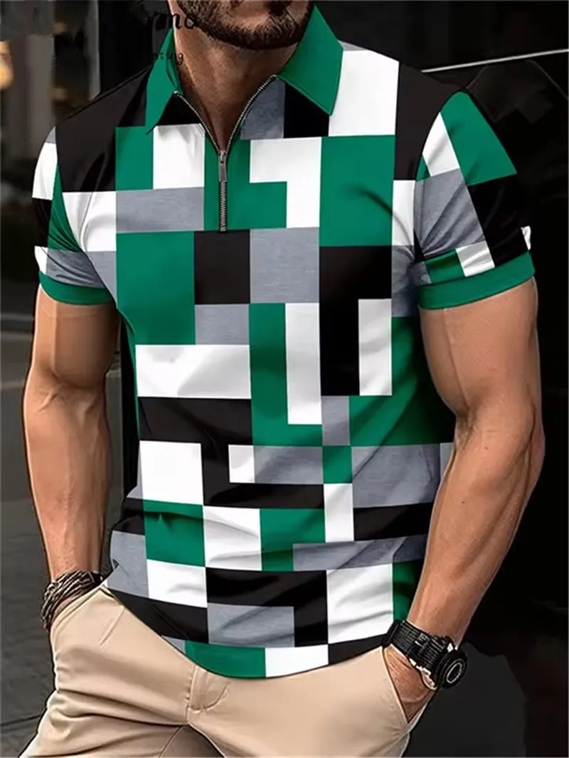 Fashion Plaid Graphic Men's Polos T-Shirts Summer Short Sleeve 3d Printed  Casual POLO T Shirt 6XL Plus Size Comfort Tops - Image 5