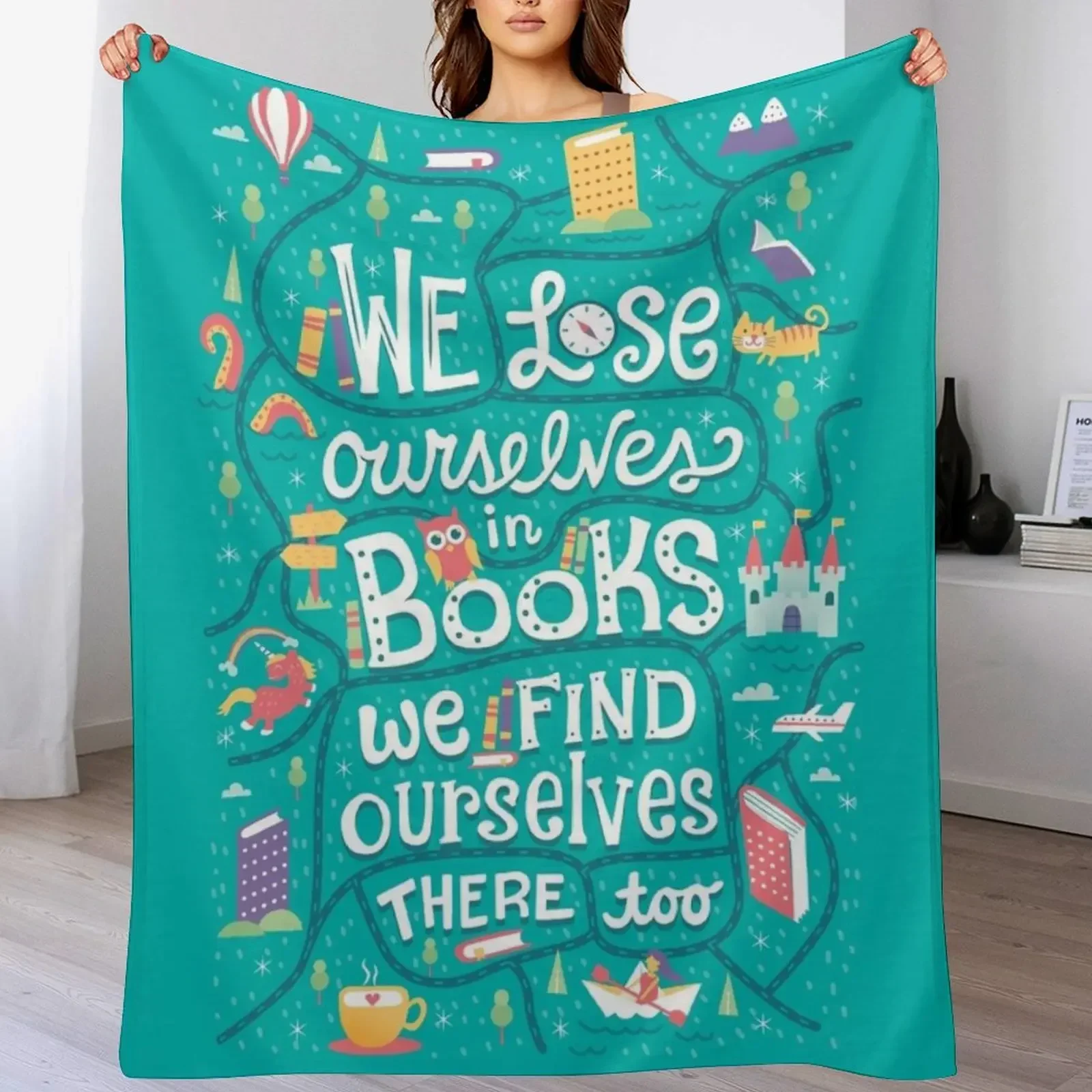 Lose ourselves in books Throw Blanket Custom Bed Fashionable Soft Blankets