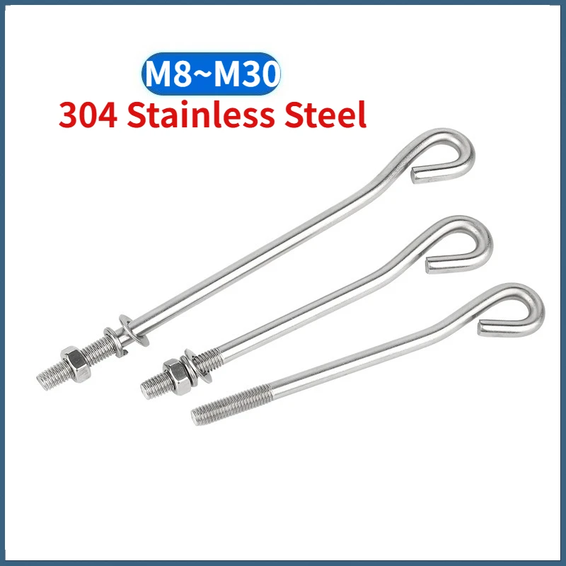 

M8 M10 M12 ~ M30 304 Stainless Steel Foundation Bolt L-Shaped Anchor Bolt GB799 Standard Embedded Construction Tower Crane Screw