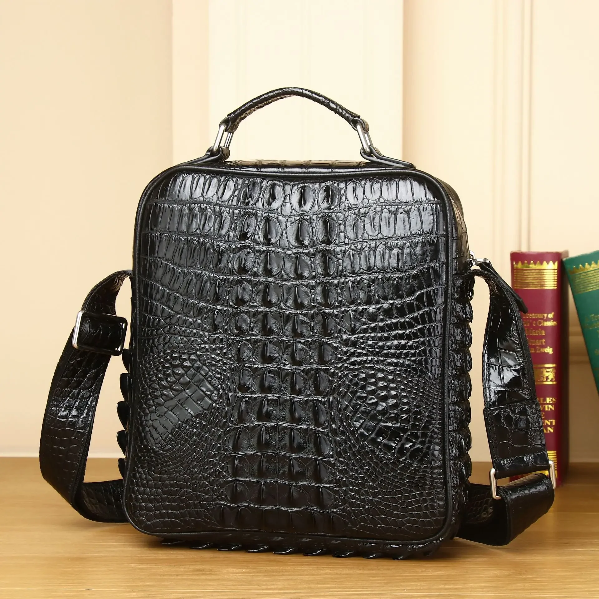 Luxury Cow Genuine Leather Male's Crossbody Bag Alligator Business Leather Men's Messenger Bag Vintage Men Shoulder Handbags