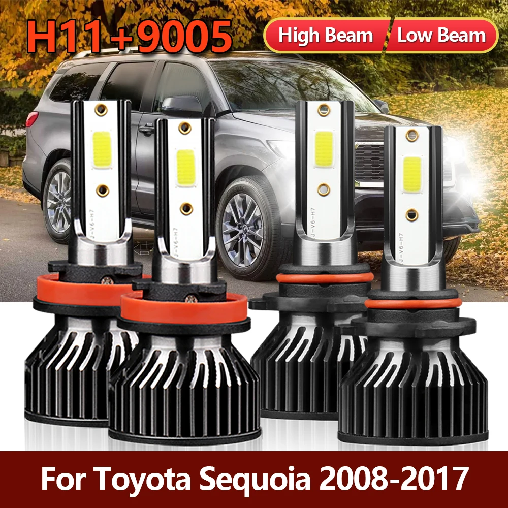 

9005 H11 LED Kit 12V 6000K 72W 9600LM For Toyota Sequoia 2008-2012 2013 2014 2015 2016 2017 Headlight Bulb Car Bright Turbo Lamp